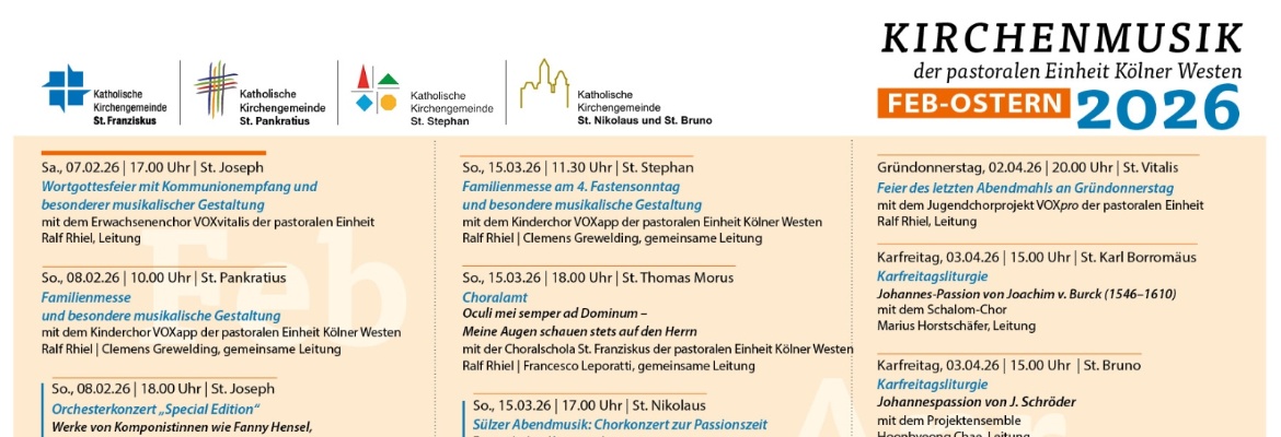 Kirchenmusik im 1. Halbjahr